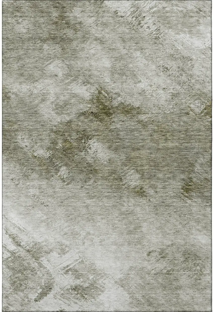 Taupe Ivory And Gray Abstract Washable Area Rug With UV Protection Photo 4
