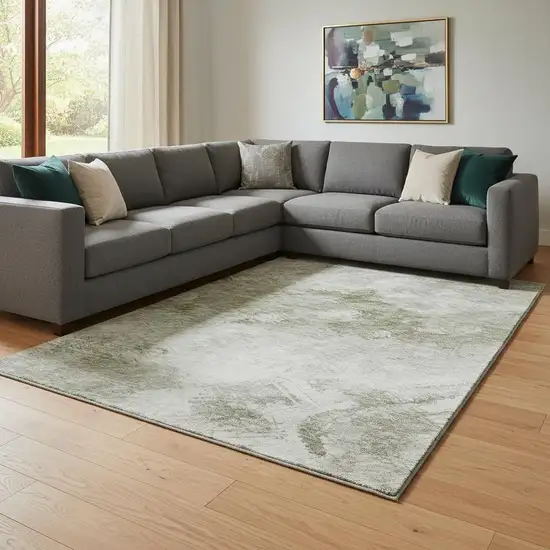 Taupe Ivory And Gray Abstract Washable Area Rug With UV Protection Photo 1