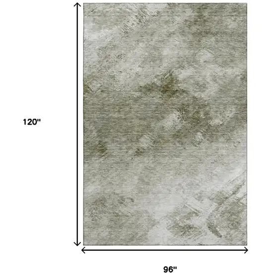 Taupe Ivory And Gray Abstract Washable Area Rug With UV Protection Photo 9