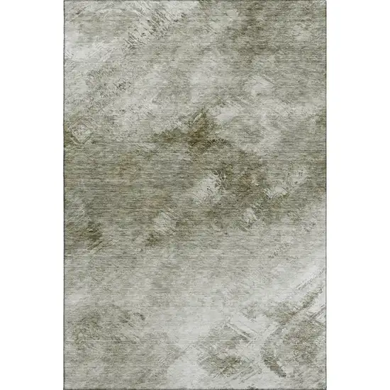 Taupe Ivory And Gray Abstract Washable Area Rug With UV Protection Photo 1