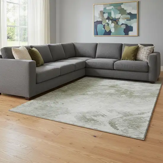 Taupe Ivory And Gray Abstract Washable Area Rug With UV Protection Photo 1