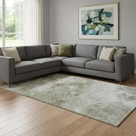 Taupe Ivory And Gray Abstract Washable Area Rug With UV Protection Photo 1