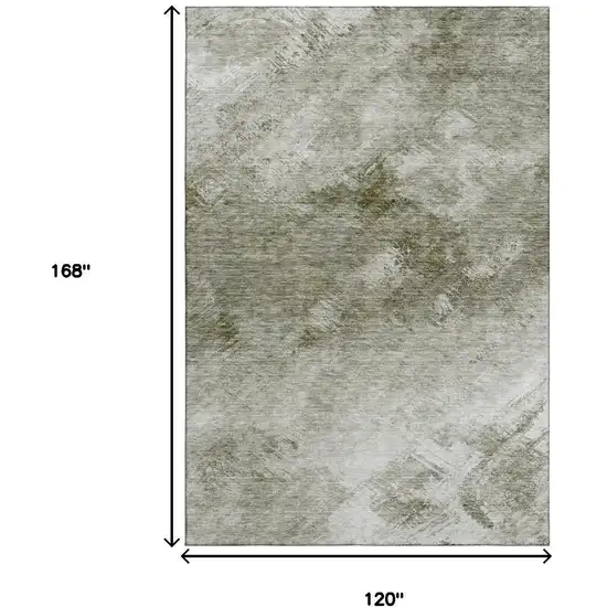 Taupe Ivory And Gray Abstract Washable Area Rug With UV Protection Photo 7