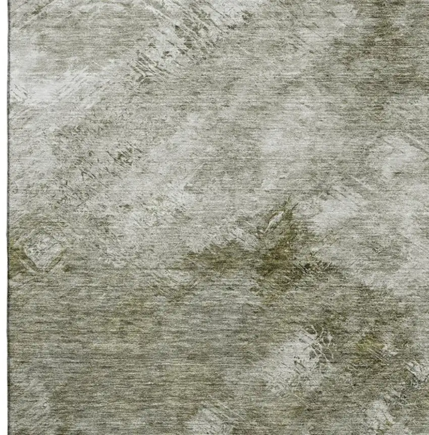 Taupe Ivory And Gray Abstract Washable Area Rug With UV Protection Photo 3