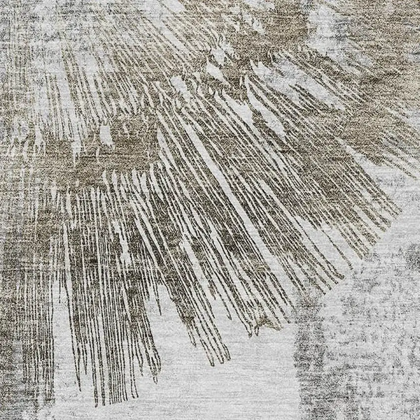 Taupe Ivory And Gray Abstract Washable Area Rug With UV Protection Photo 3