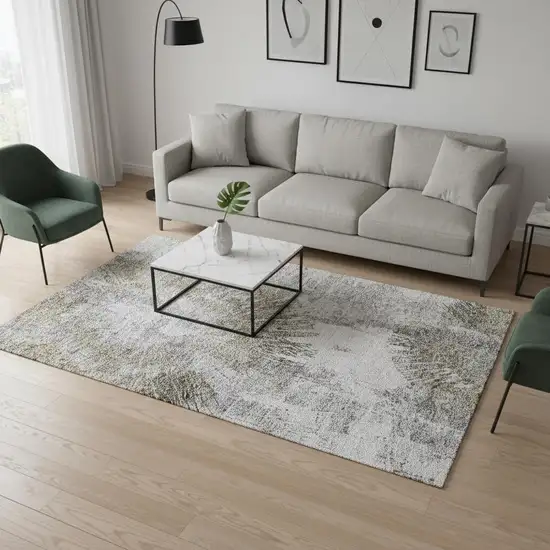 Taupe Ivory And Gray Abstract Washable Area Rug With UV Protection Photo 2