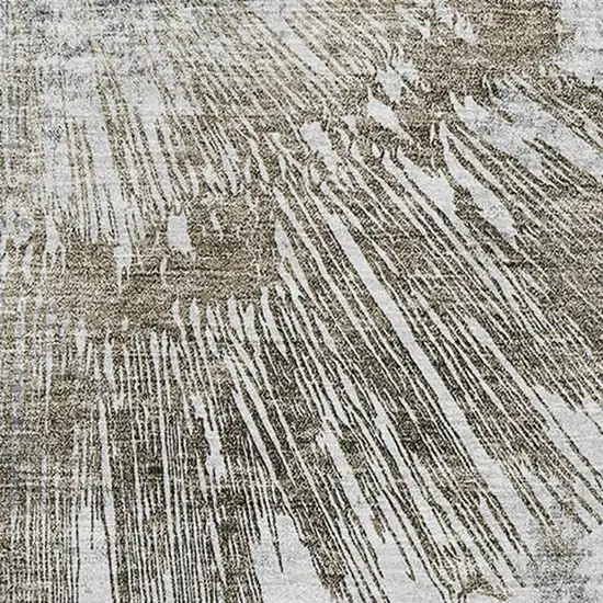 Taupe Ivory And Gray Abstract Washable Area Rug With UV Protection Photo 3