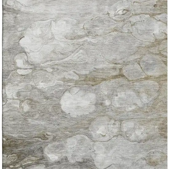 Taupe Ivory And Gray Abstract Washable Area Rug With UV Protection Photo 2