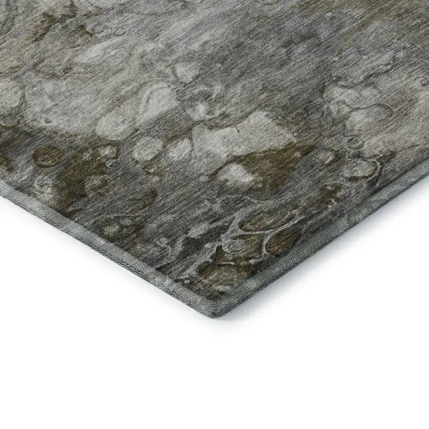 Taupe Ivory And Gray Abstract Washable Area Rug With UV Protection Photo 7