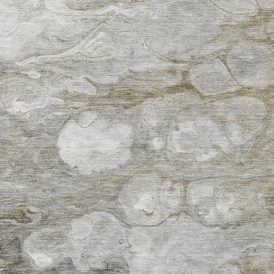 Taupe Ivory And Gray Abstract Washable Area Rug With UV Protection Photo 2