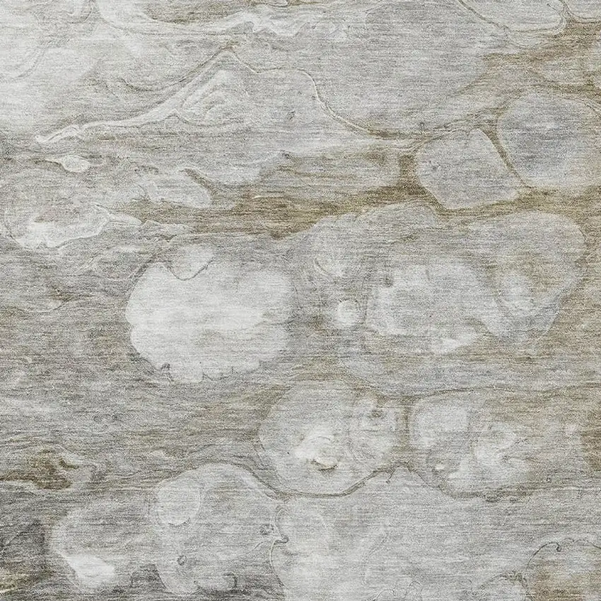 Taupe Ivory And Gray Abstract Washable Area Rug With UV Protection Photo 2