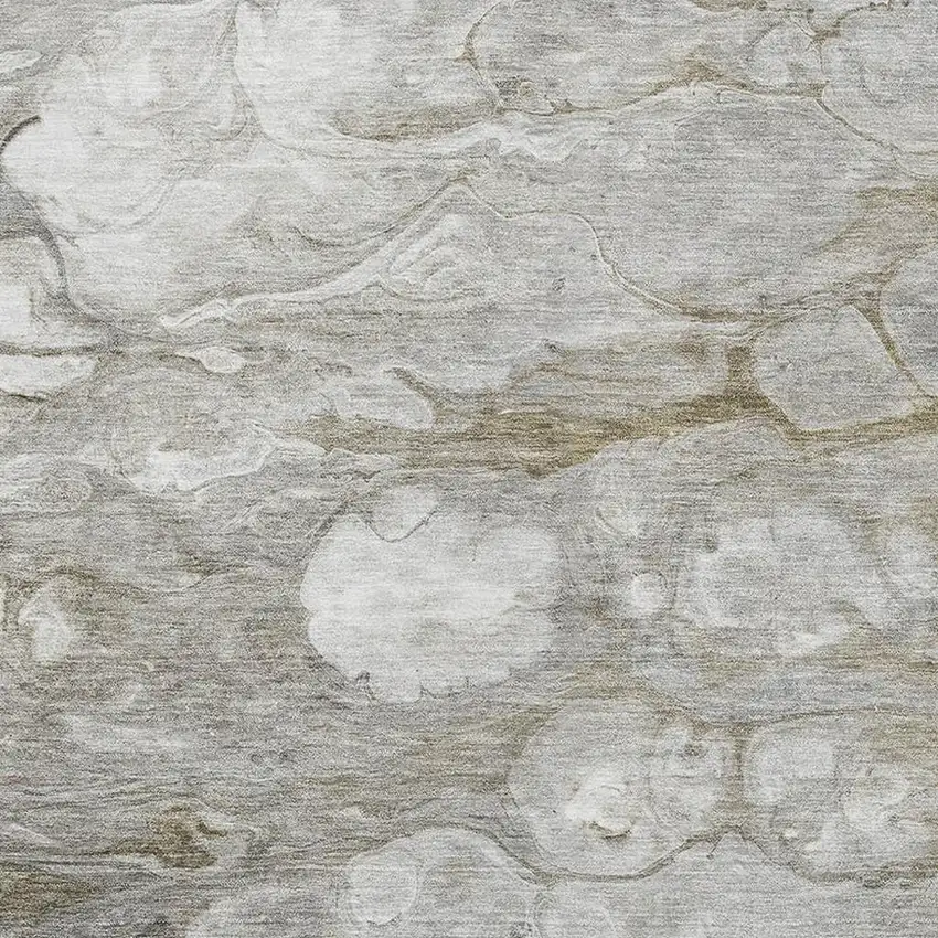 Taupe Ivory And Gray Abstract Washable Area Rug With UV Protection Photo 2