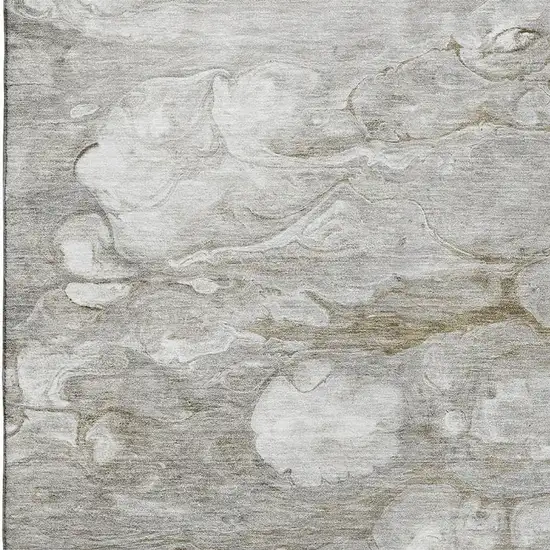 Taupe Ivory And Gray Abstract Washable Area Rug With UV Protection Photo 2