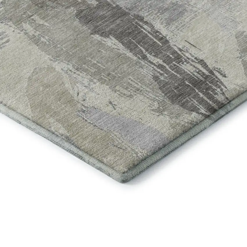 Taupe Ivory And Gray Abstract Washable Area Rug With UV Protection Photo 7