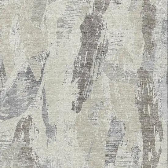 Taupe Ivory And Gray Abstract Washable Area Rug With UV Protection Photo 2