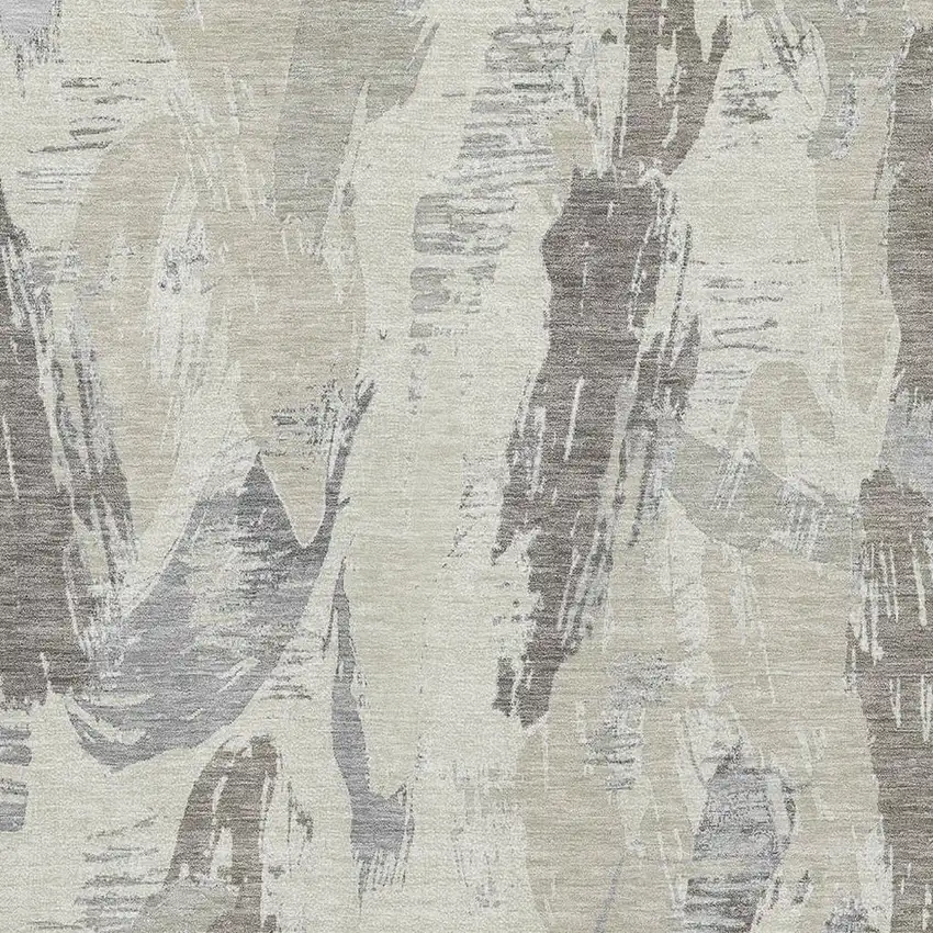 Taupe Ivory And Gray Abstract Washable Area Rug With UV Protection Photo 2