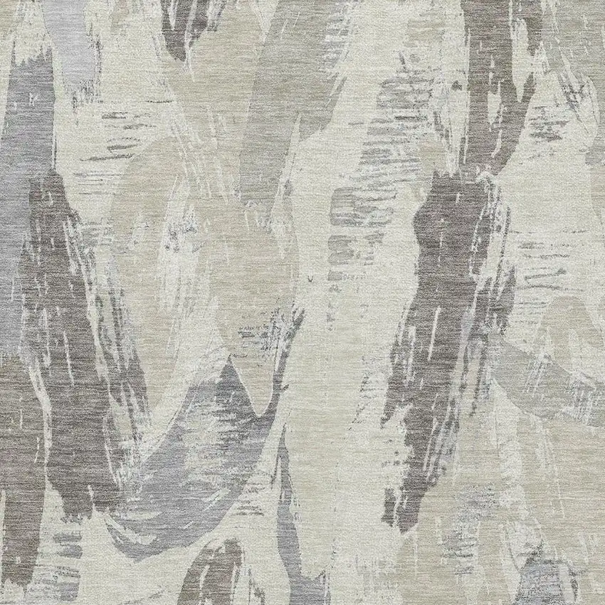Taupe Ivory And Gray Abstract Washable Area Rug With UV Protection Photo 2