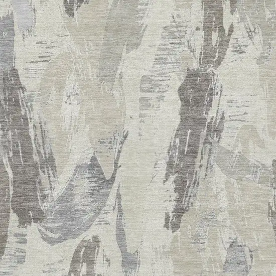Taupe Ivory And Gray Abstract Washable Area Rug With UV Protection Photo 2