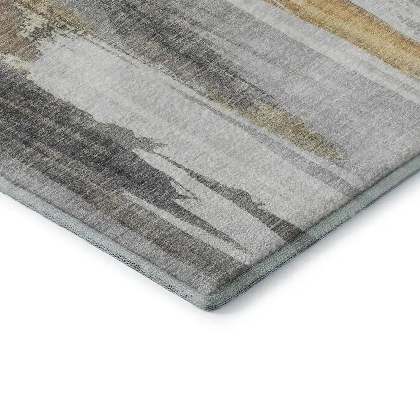 Taupe Ivory And Gray Abstract Washable Area Rug With UV Protection Photo 9