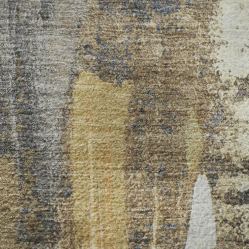 Taupe Ivory And Gray Abstract Washable Area Rug With UV Protection Photo 3