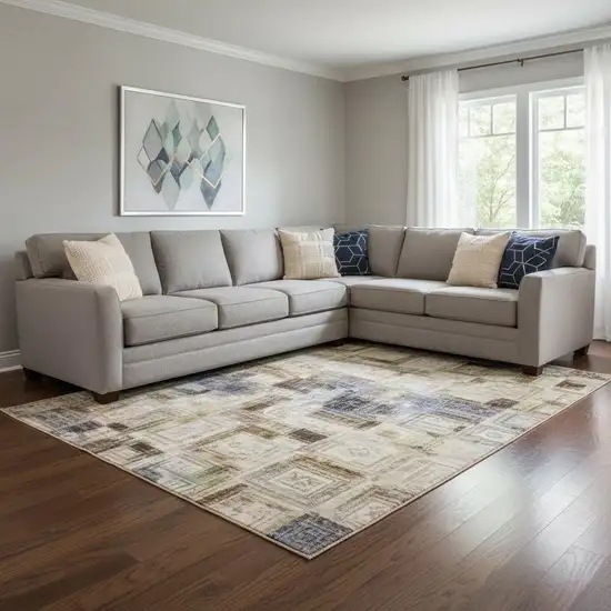 Taupe Ivory And Gray Abstract Washable Area Rug With UV Protection Photo 2