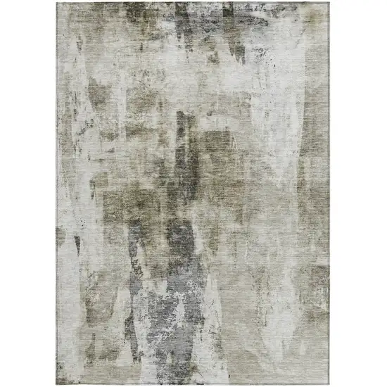 Taupe Ivory And Gray Abstract Washable Indoor Outdoor Area Rug Photo 6