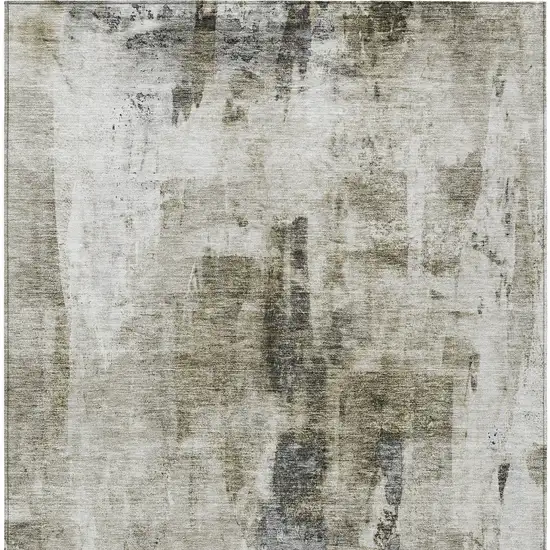 Taupe Ivory And Gray Abstract Washable Indoor Outdoor Area Rug Photo 6