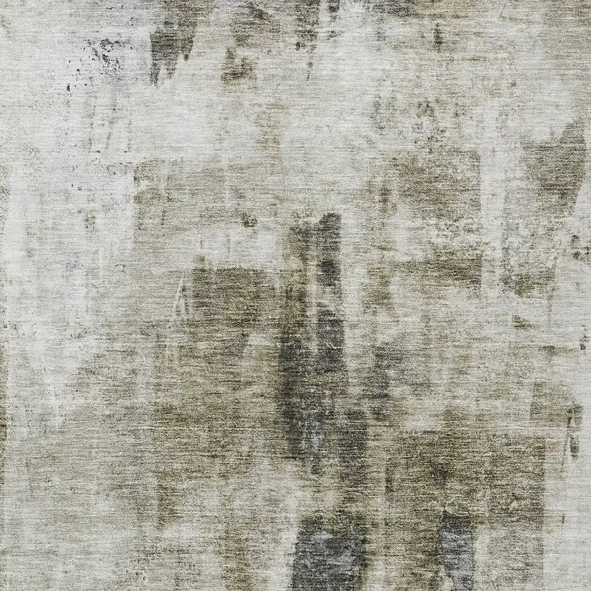 Taupe Ivory And Gray Abstract Washable Indoor Outdoor Area Rug Photo 5