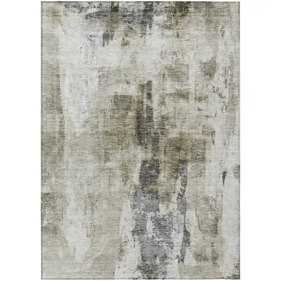 Taupe Ivory And Gray Abstract Washable Indoor Outdoor Area Rug Photo 2
