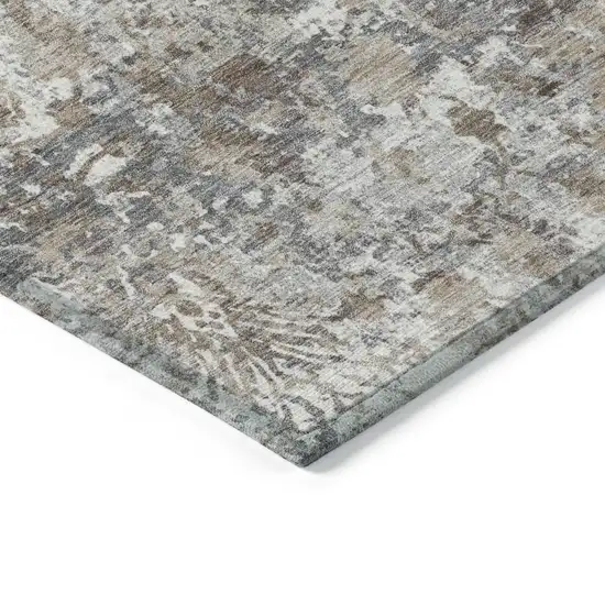 Taupe Ivory And Gray Abstract Washable Indoor Outdoor Area Rug Photo 4
