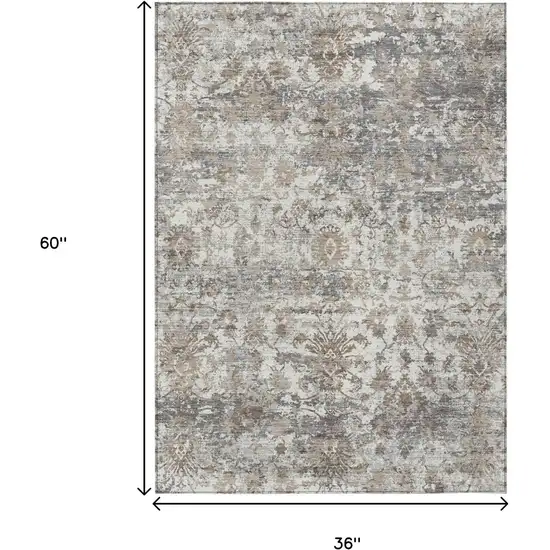 Taupe Ivory And Gray Abstract Washable Indoor Outdoor Area Rug Photo 9