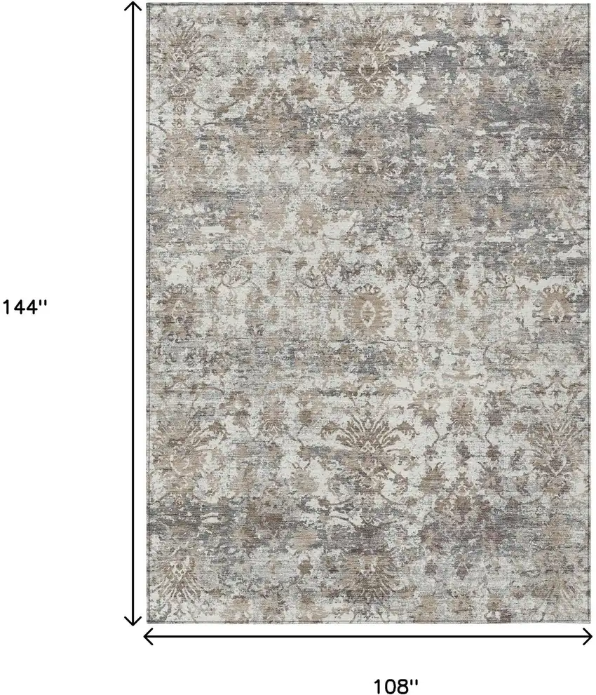 Taupe Ivory And Gray Abstract Washable Indoor Outdoor Area Rug Photo 9