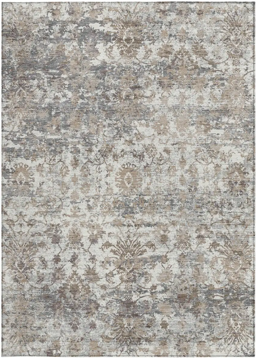 Taupe Ivory And Gray Abstract Washable Indoor Outdoor Area Rug Photo 3