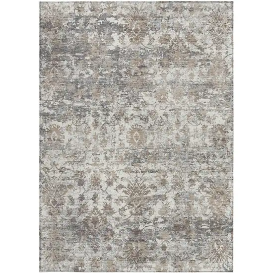 Taupe Ivory And Gray Abstract Washable Indoor Outdoor Area Rug Photo 3