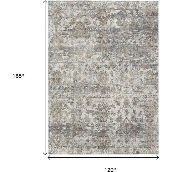 Taupe Ivory And Gray Abstract Washable Indoor Outdoor Area Rug Photo 9