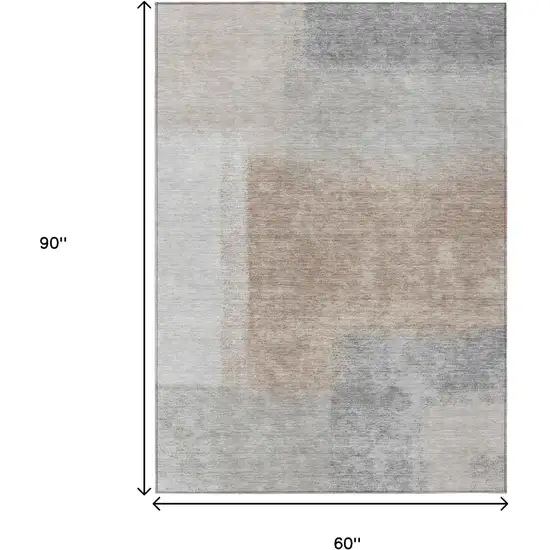 Taupe Ivory And Gray Abstract Washable Indoor Outdoor Area Rug Photo 3