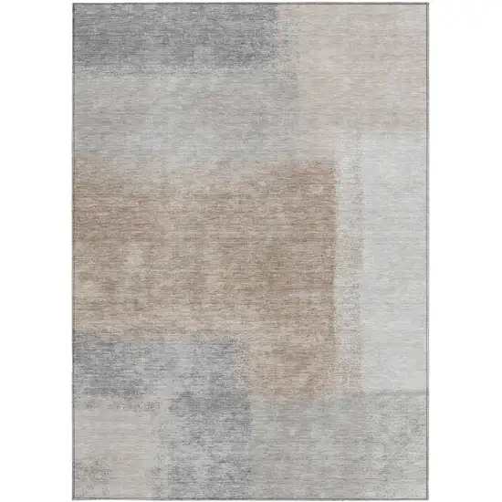 Taupe Ivory And Gray Abstract Washable Indoor Outdoor Area Rug Photo 4