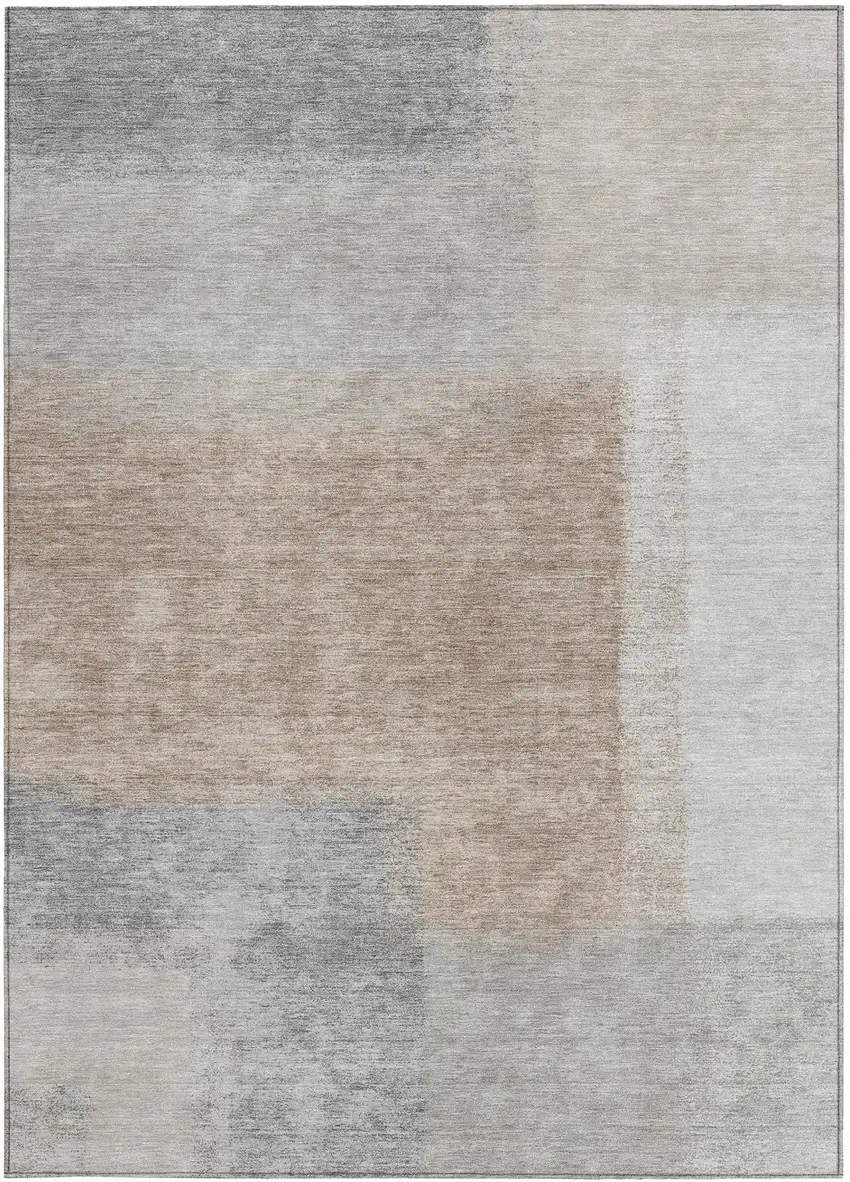 Taupe Ivory And Gray Abstract Washable Indoor Outdoor Area Rug Photo 4