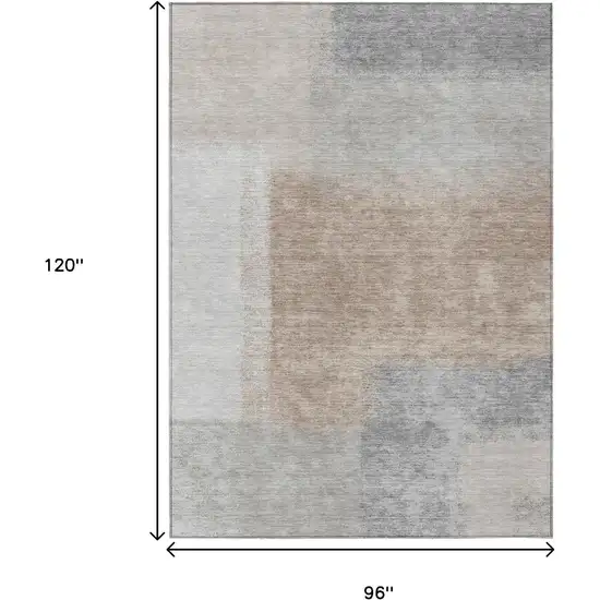 Taupe Ivory And Gray Abstract Washable Indoor Outdoor Area Rug Photo 3