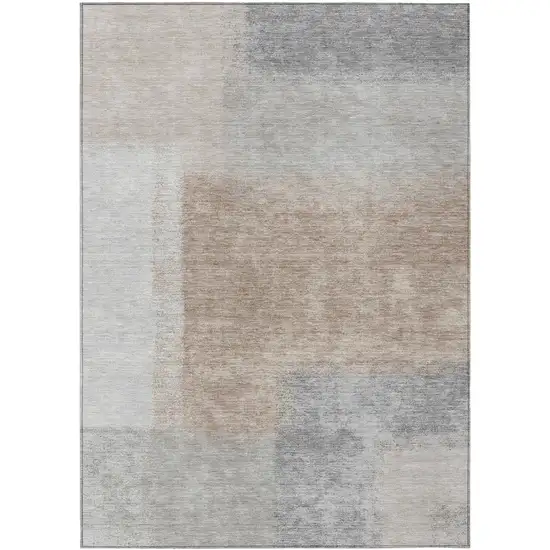 Taupe Ivory And Gray Abstract Washable Indoor Outdoor Area Rug Photo 2