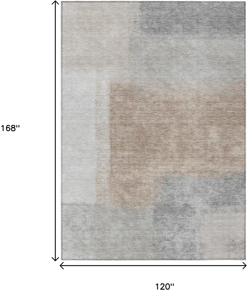Taupe Ivory And Gray Abstract Washable Indoor Outdoor Area Rug Photo 3