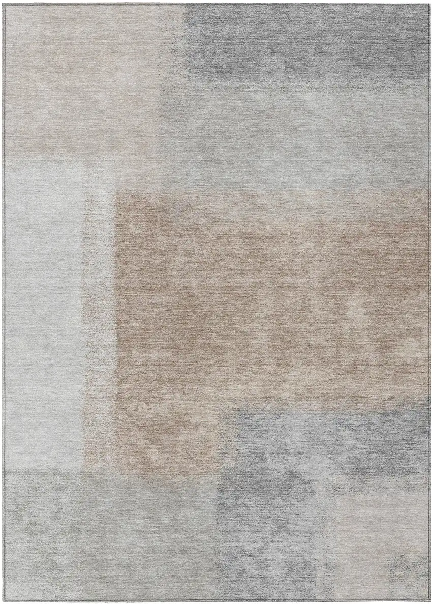 Taupe Ivory And Gray Abstract Washable Indoor Outdoor Area Rug Photo 2