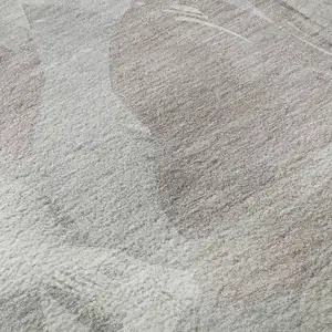 Photo of Taupe Ivory And Gray Floral Washable Area Rug With UV Protection