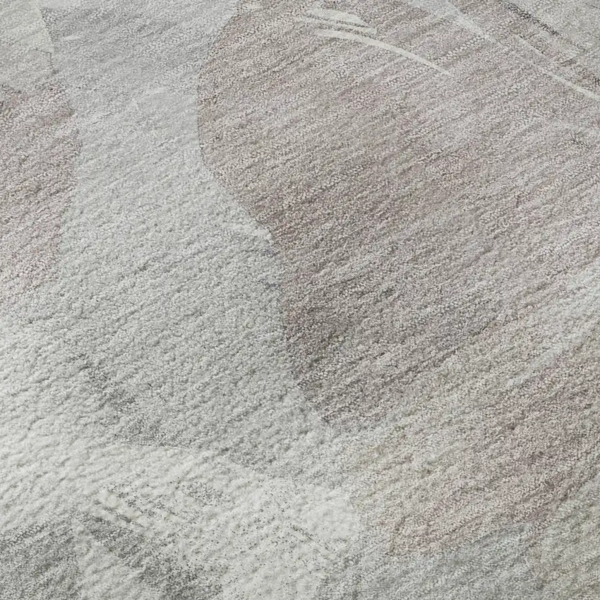 Taupe Ivory And Gray Floral Washable Area Rug With UV Protection Photo 9