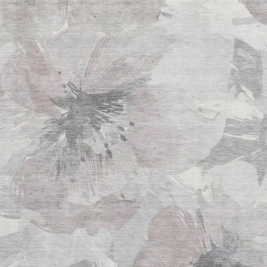 Taupe Ivory And Gray Floral Washable Area Rug With UV Protection Photo 2