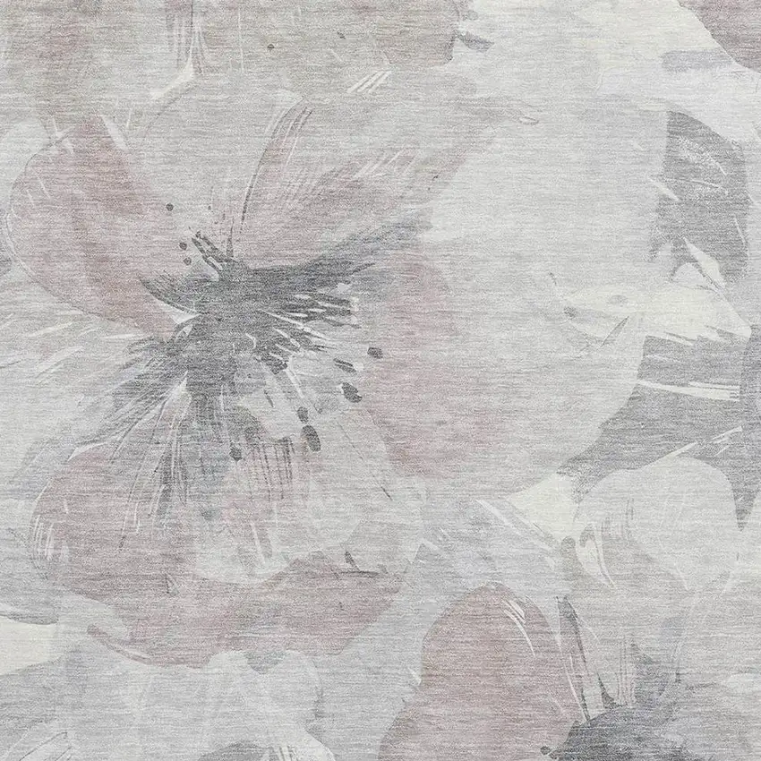 Taupe Ivory And Gray Floral Washable Area Rug With UV Protection Photo 2