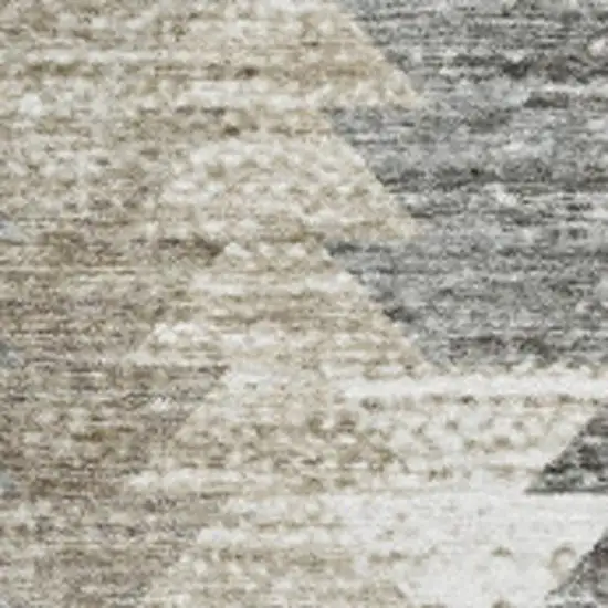 Taupe Ivory And Gray Geometric Washable Area Rug With UV Protection Photo 4