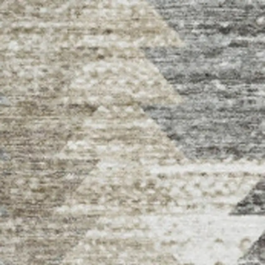 Taupe Ivory And Gray Geometric Washable Area Rug With UV Protection Photo 4