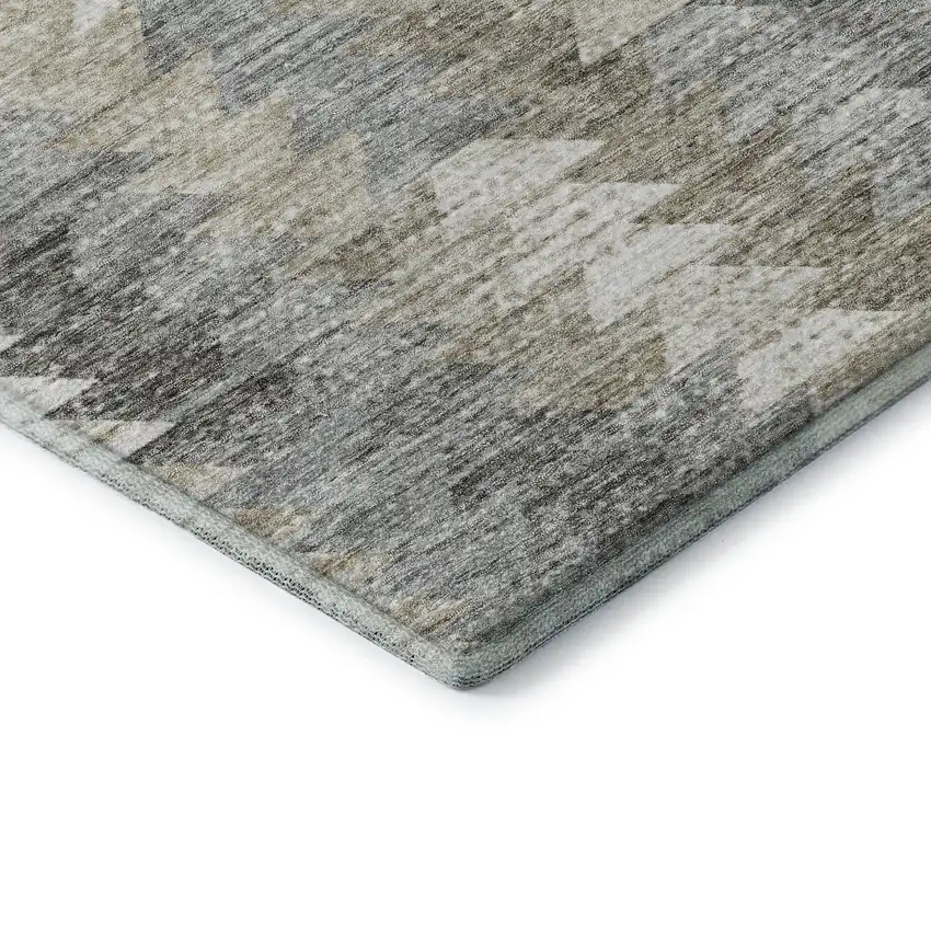 Taupe Ivory And Gray Geometric Washable Area Rug With UV Protection Photo 8