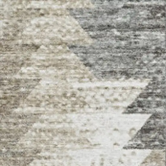 Taupe Ivory And Gray Geometric Washable Area Rug With UV Protection Photo 3